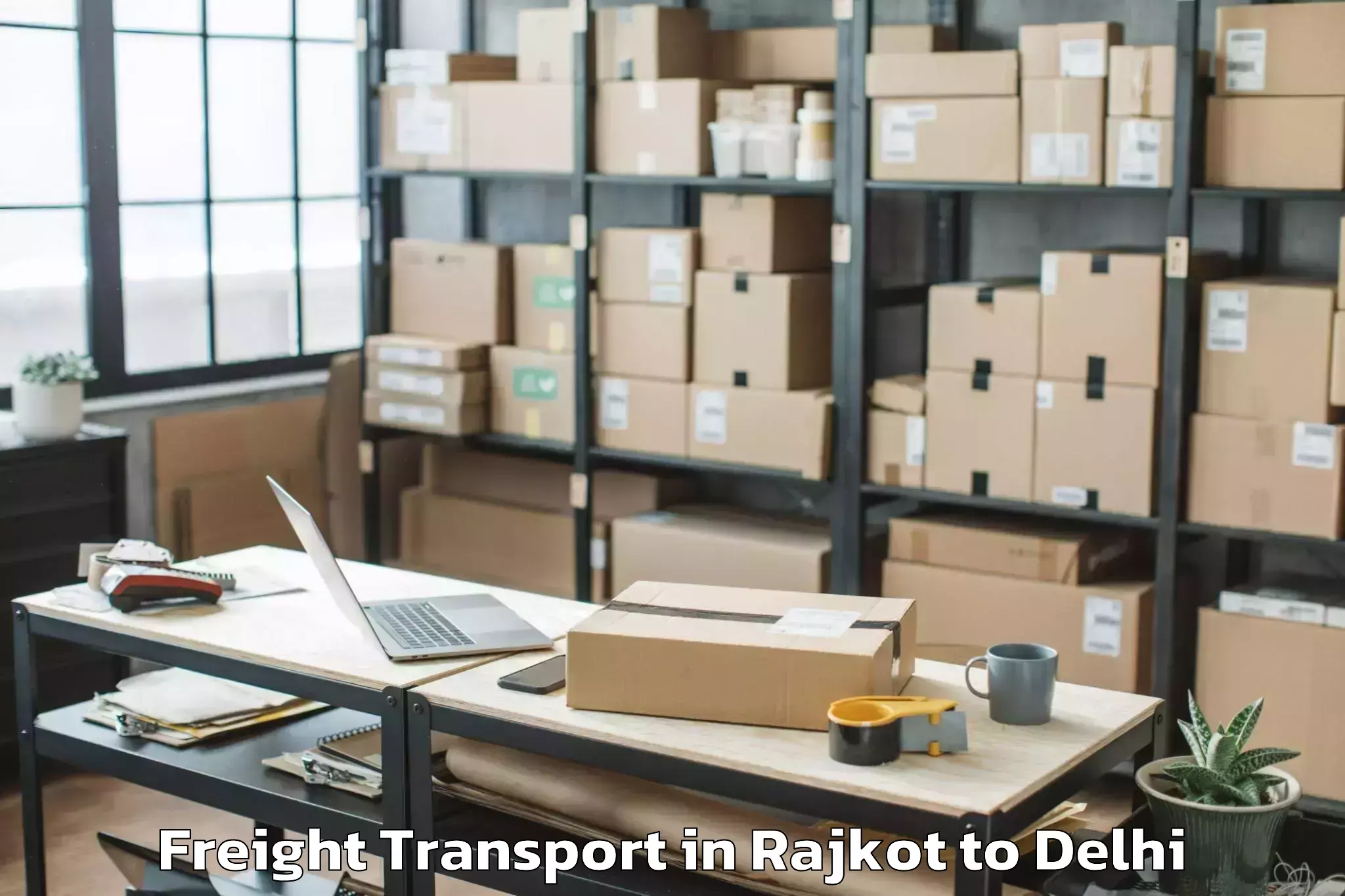 Reliable Rajkot to Sansad Marg Freight Transport